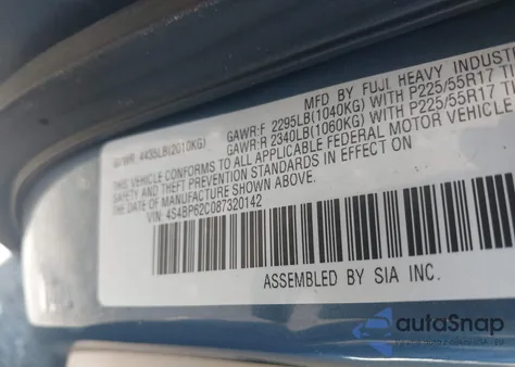 2008 Subaru Outback 2.5I Limited/2.5I Limited L.l. Bean Edition z USA, uszkodzony, nr VIN 4S4BP62C087320142